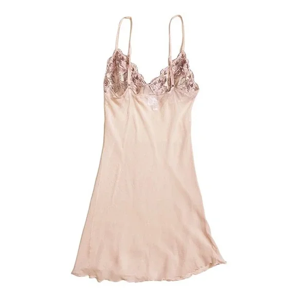 I.D. Sarrieri Pink Blush Sheer Chemise Slip Floral Lace Size 42 EU 8 - Picture 2 of 5